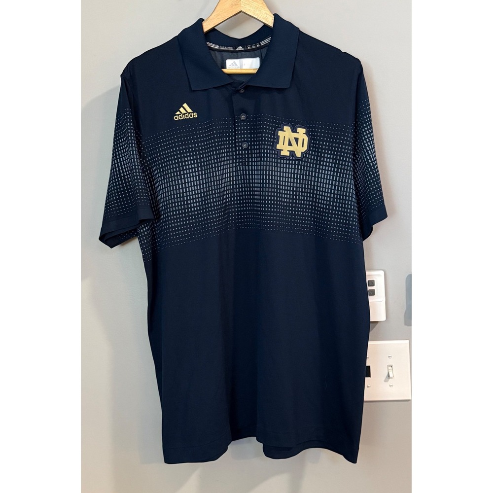 Adidas Notre Dame Fighting Irish Navy‎ Golf Polo Shirt Mens XL